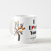 オレンジラブバード桜さくらんぼの木と花 コーヒーマグカップ (正面左)