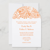 オレンジラブバード結婚式招待状 招待状 (正面)