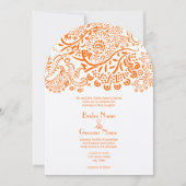 オレンジラブバード結婚式招待状 招待状 (正面)