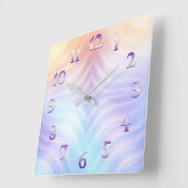 オレンジラベンダーのティール(緑がかった色) スクエア壁時計 (傾斜)