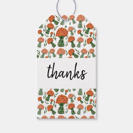 オレンジランヌカルス花水彩 ギフトタグ (正面)