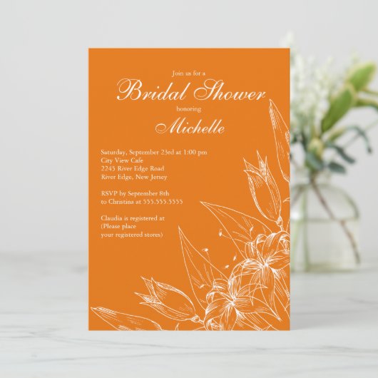 オレンジリエレガントリーフラワーブライダルシャワー 招待状 (スタンド正面)