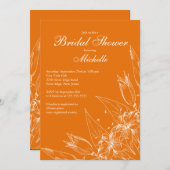 オレンジリエレガントリーフラワーブライダルシャワー 招待状 (正面/裏面)