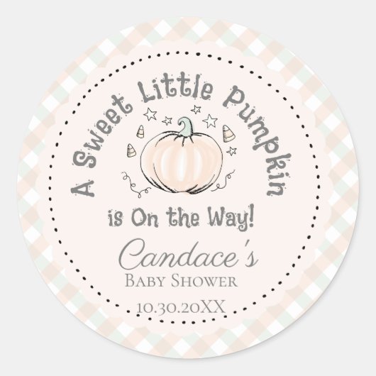 オレンジリッ男女兼用トルカボチャ赤ちゃんシャワー ラウンドシール (正面)