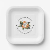 オレンジリトルかわいこちゃんは1歳の誕生日パーティーページ ペーパープレート (正面)