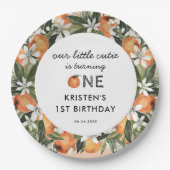 オレンジリトルかわいこちゃんは1歳の誕生日 ペーパープレート (正面)