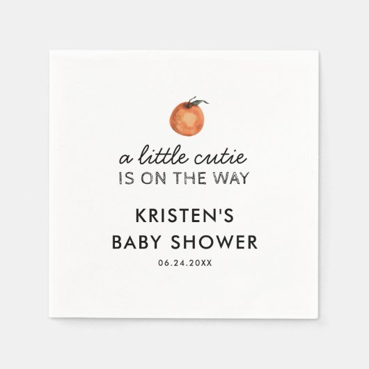 オレンジリトルかわいこちゃんクレメンチンベビーシャワーナプキンス スタンダードカクテルナプキン (正面)