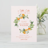 オレンジリトルかわいこちゃんシトラスピンクベビーシャワー 招待状 (スタンド正面)