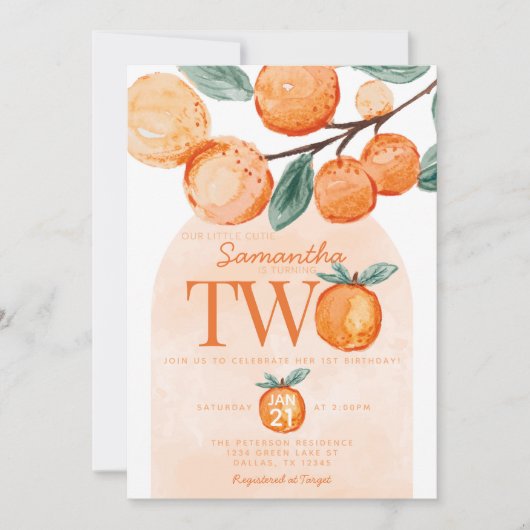 オレンジリトルかわいこちゃんターニング22歳の誕生日パーティー 招待状 (正面)