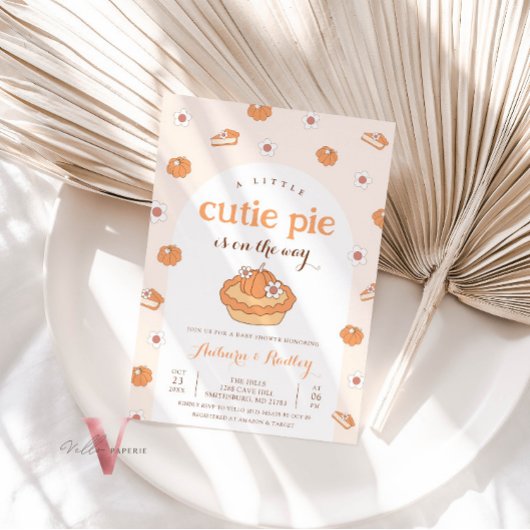 オレンジリトルかわいこちゃんパイ赤ちゃんシャワー招待状 招待状