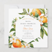 オレンジリトルかわいこちゃんベビーシャワー招待状 招待状 (正面)