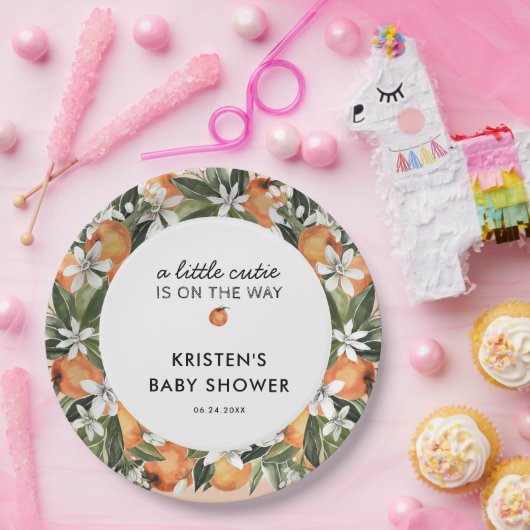 オレンジリトルかわいこちゃんベビーシャワー紙プレート ペーパープレート (パーティー)
