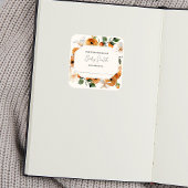 オレンジリトルかわいこちゃんベビーシャワー蔵書票 スクエアシール