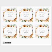 オレンジリトルかわいこちゃんベビーシャワー蔵書票 スクエアシール (シート)