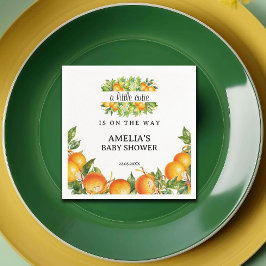 オレンジリトルかわいこちゃん緑ベビーシャワー スタンダードカクテルナプキン