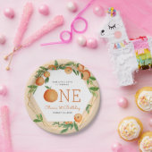 オレンジリトルかわいこちゃん1st誕生日 ペーパープレート (パーティー)