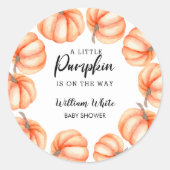 オレンジリトルカボチャハロウィーン秋ベビーシャワー ラウンドシール (正面)