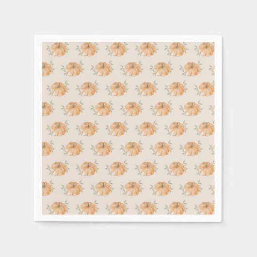 オレンジリトルカボチャ柄秋ベビーシャワー スタンダードカクテルナプキン (正面)