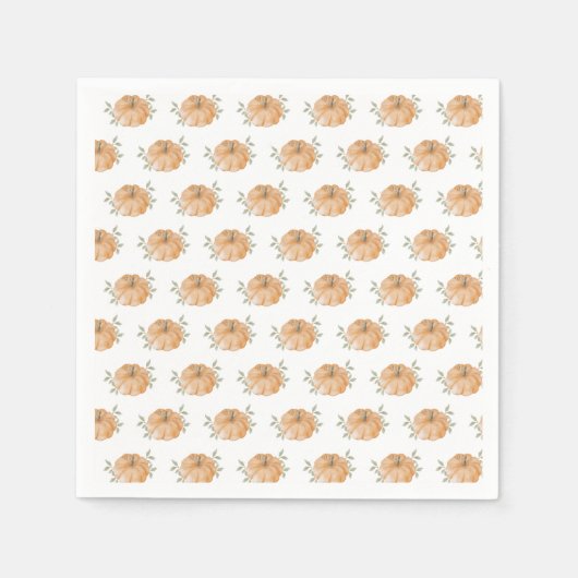 オレンジリトルカボチャ模様オータムベビーシャワー スタンダードカクテルナプキン (正面)