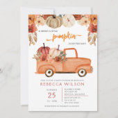 オレンジリトルカボチャ男女兼用ベビーシャワー 招待状 (正面)