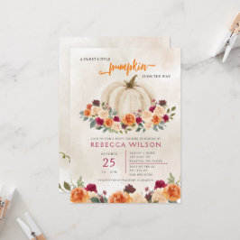 オレンジリトルカボチャ男女兼用ベビーシャワー 招待状