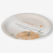 オレンジリトルカボチャ秋秋ベビーシャワー ペーパープレート (アングル)