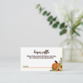 オレンジリトルカボチャ赤ちゃんシャワーおむつラッフル エンクロージャーカード (スタンド正面)