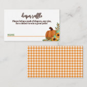 オレンジリトルカボチャ赤ちゃんシャワーおむつラッフル エンクロージャーカード (正面/裏面)