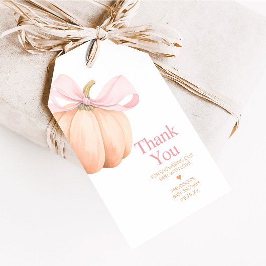 オレンジリトルカボチャ赤ちゃんシャワーメッセージカード ギフトタグ