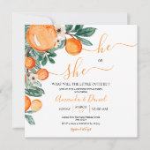 オレンジリトルキューティー 彼か彼女か 性別発表 招待状 (正面)
