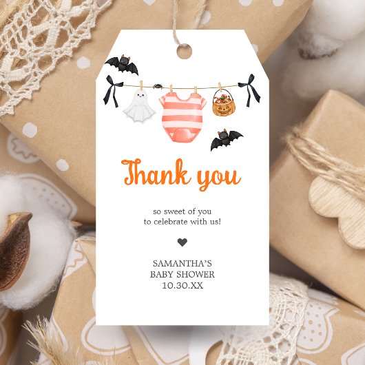 オレンジリトルブベビーシャワーメッセージカード ギフトタグ