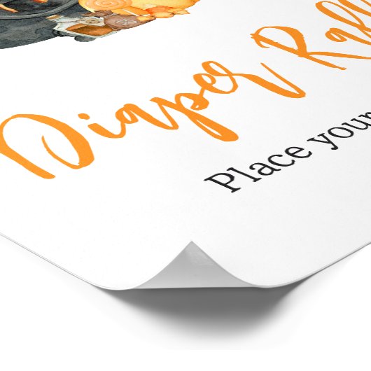 オレンジリトルブー幽霊ベビーシャワーオムツラッフル ポスター (角)