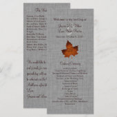 オレンジリネンモノグラムの結婚式 プログラム (正面/裏面)