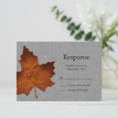 オレンジリネンモノグラムのRSVP 出欠カード (スタンド正面)