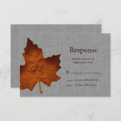 オレンジリネンモノグラムのRSVP 出欠カード (正面/裏面)