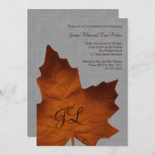 オレンジリネンリハモノグラムのーサルディナー 招待状 (正面/裏面)