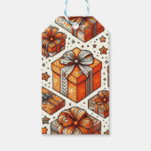 オレンジリボンのギフトボックス　かわいい水彩　誕生日 ギフトタグ (正面)