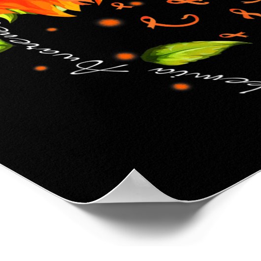 オレンジリボンヒマワリ蝶の白血病アワレ ポスター (角)