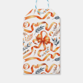 オレンジリボンフローラかわいらし誕生日 ギフトタグ