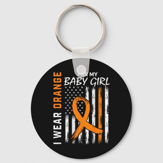 オレンジリボンベビーガール白血病認識度 キーホルダー (正面)
