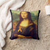 オレンジリボン付きモナリザ クッション (ブランケット)