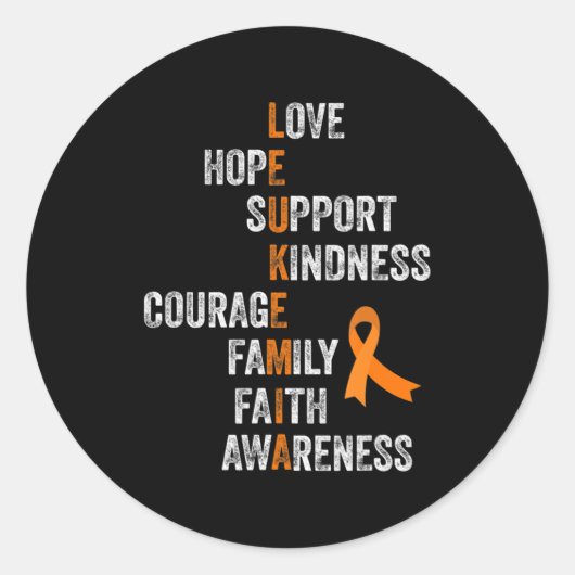 オレンジリボン標識レトロヴィンテージAml Leukemia Awar ラウンドシール (正面)