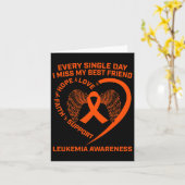 オレンジリボン ハート 白血病 認知 メモリー オブ B カード (黄色い花)