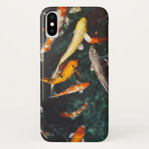 オレンジリラックスさせる&ホワイトアジアコイの魚池 iPhone X ケース