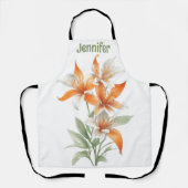 オレンジリリーパーソナライズされた花 エプロン (正面)