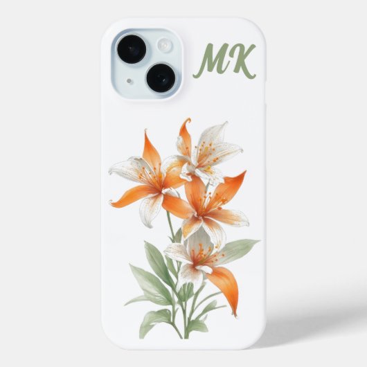 オレンジリリーフラワーズモノグラムフォンケース Case-Mate iPhoneケース (裏面)