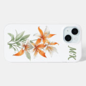 オレンジリリーフラワーズモノグラムフォンケース Case-Mate iPhoneケース (裏面 (横))