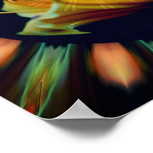 オレンジリリーフラワーフローラ抽象芸術アート ポスター (角)