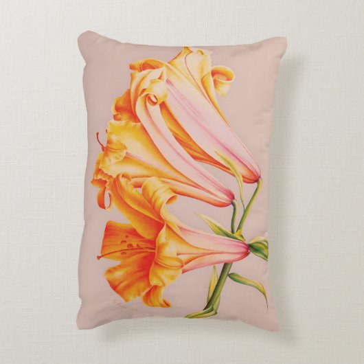 オレンジリリー素晴らしア絵を描ート装飾用クッション アクセントクッション (裏面(縦))