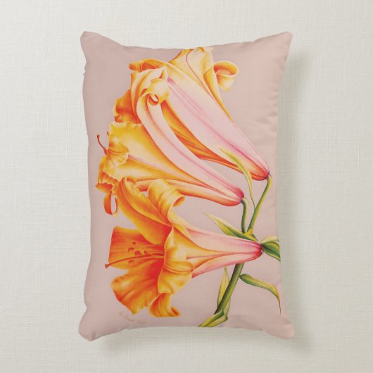 オレンジリリー素晴らしア絵を描ート装飾用クッション アクセントクッション (正面(垂直))
